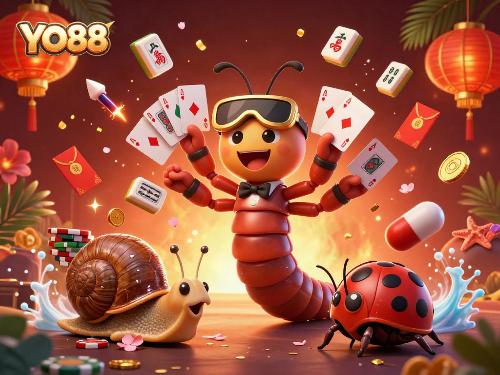Join the YO88 casino excitement as characters deal cards and celebrate big wins!