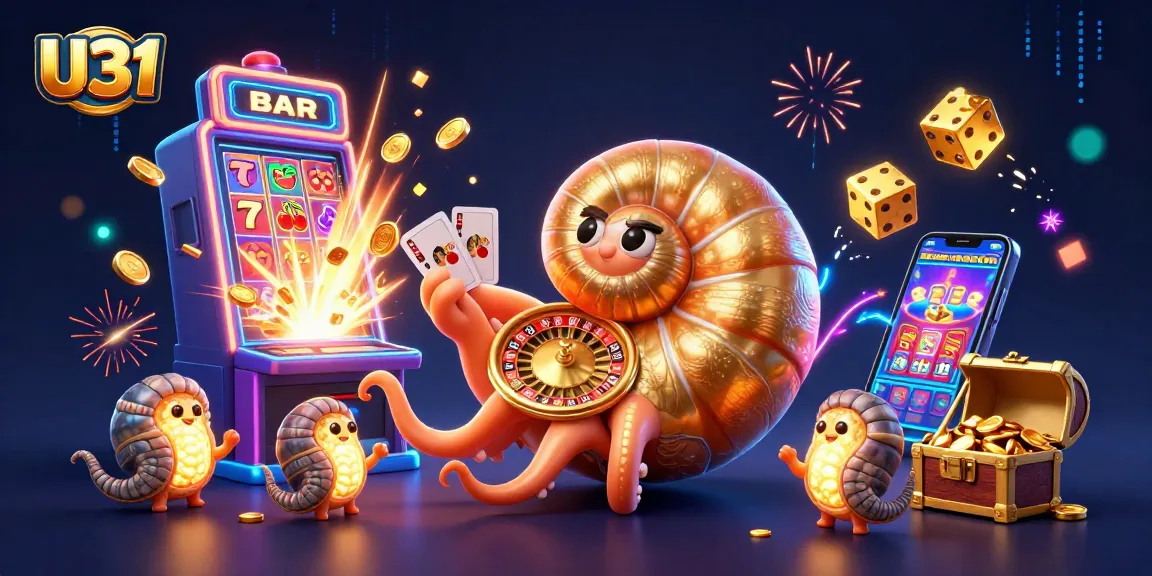 Experience winning with U31 as an ancient nautilus spins the roulette wheel, surrounded by vibrant casino elements.