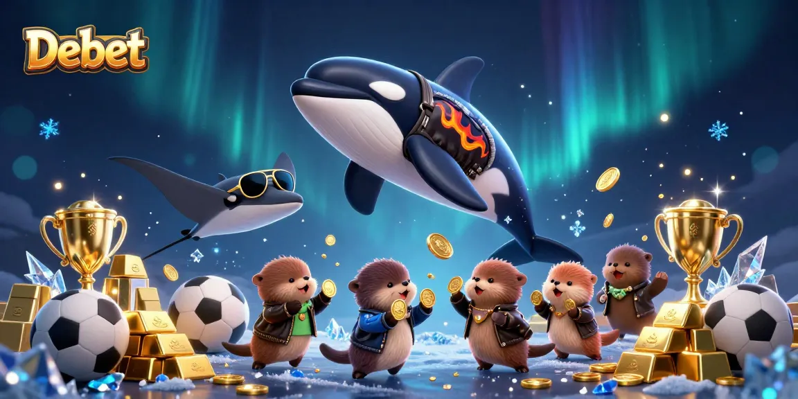 Debet showcases vibrant sea creatures amidst sports elements and golden coins, enticing gamblers in 2026.