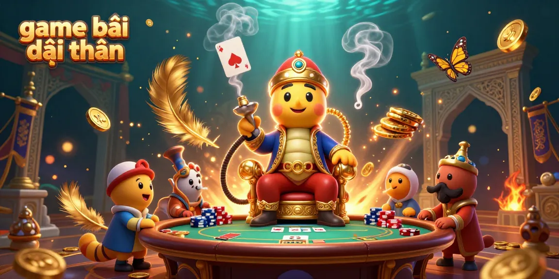Engage in game bài đổi thưởng with a vibrant casino scene featuring playful characters and elements.