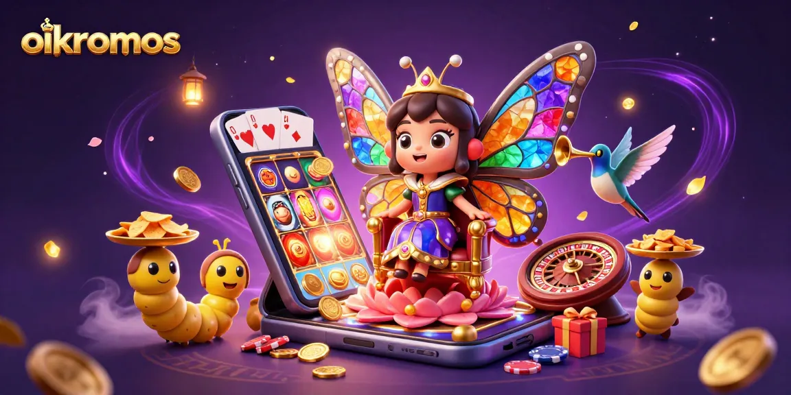 Play and win at oikonomos with a vibrant casino scene filled with colorful games and excitement.
