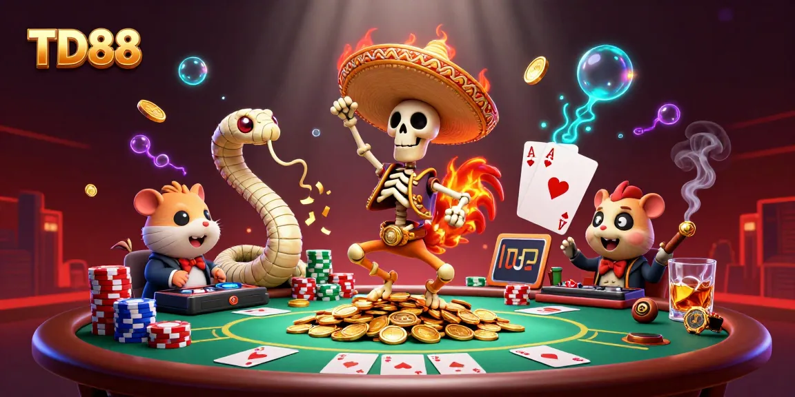 Experience the excitement at TD88 with vibrant casino-themed 3D characters dancing in a dynamic scene.