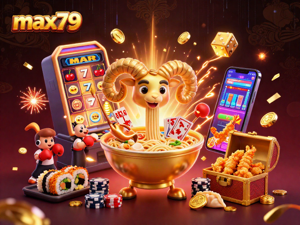 Experience thrilling gameplay with max79's vibrant 3D gambling scene of dynamic characters and exciting casino elements.
