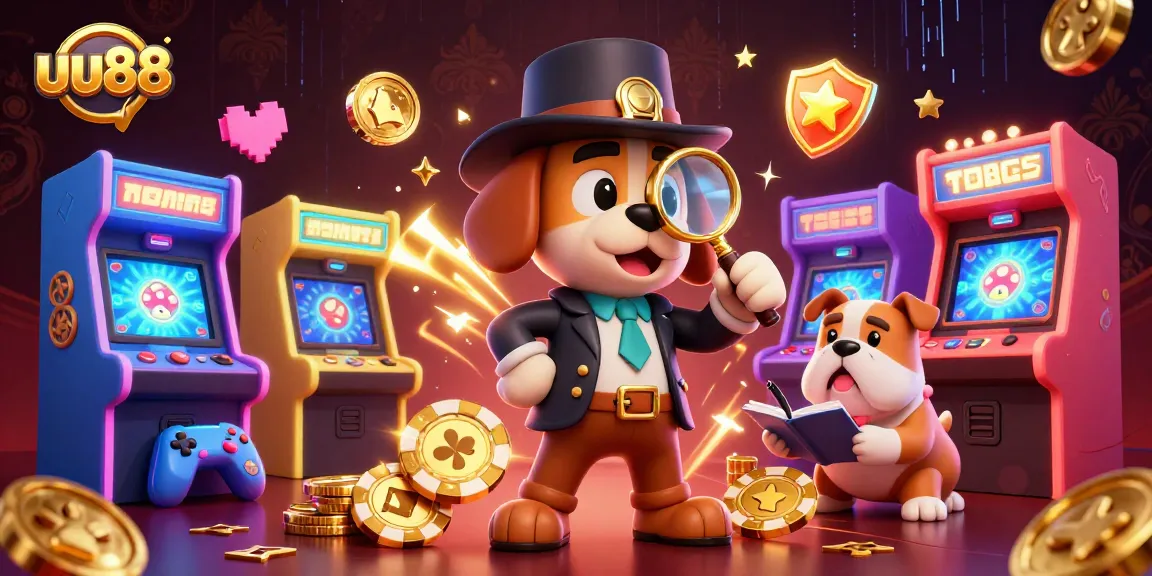 Play exciting games on uu88 with a cartoon detective and treasure clues in a vibrant casino