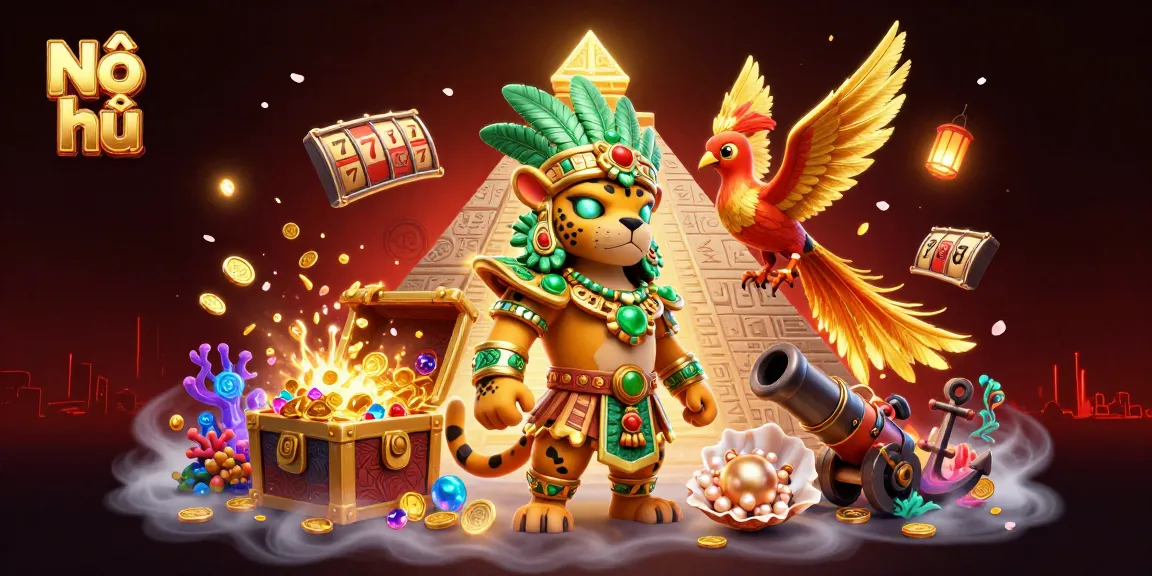 Spin the Nổ hũ reels with excitement as golden treasures explode from the chest in this stunning casino scene.