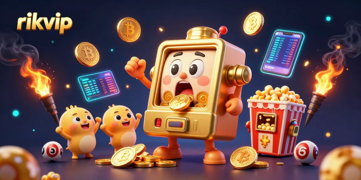 Experience thrilling wins with rikvip's festive atmosphere featuring dancing slots and crypto coins.