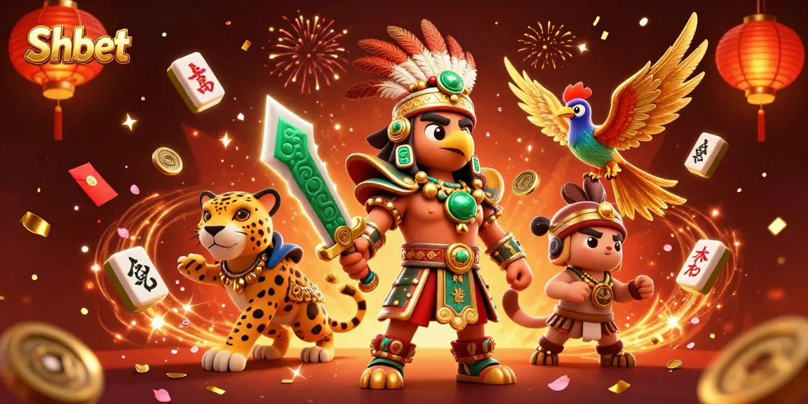 Experience the excitement of Shbet with Aztec warriors and casino elements in a vibrant 3D scene.