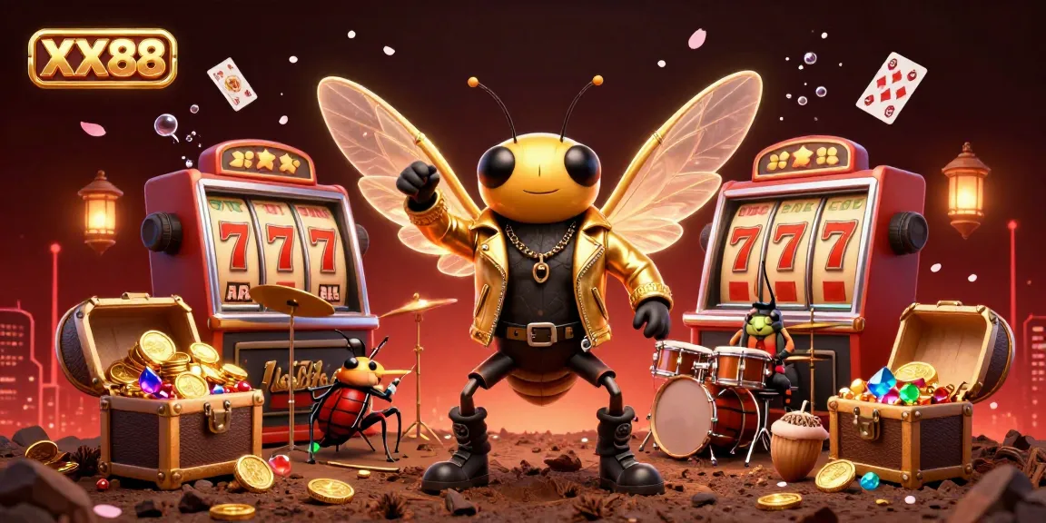 Experience the excitement of XX88 with a vibrant 3D casino scene featuring dynamic game elements and lively characters.