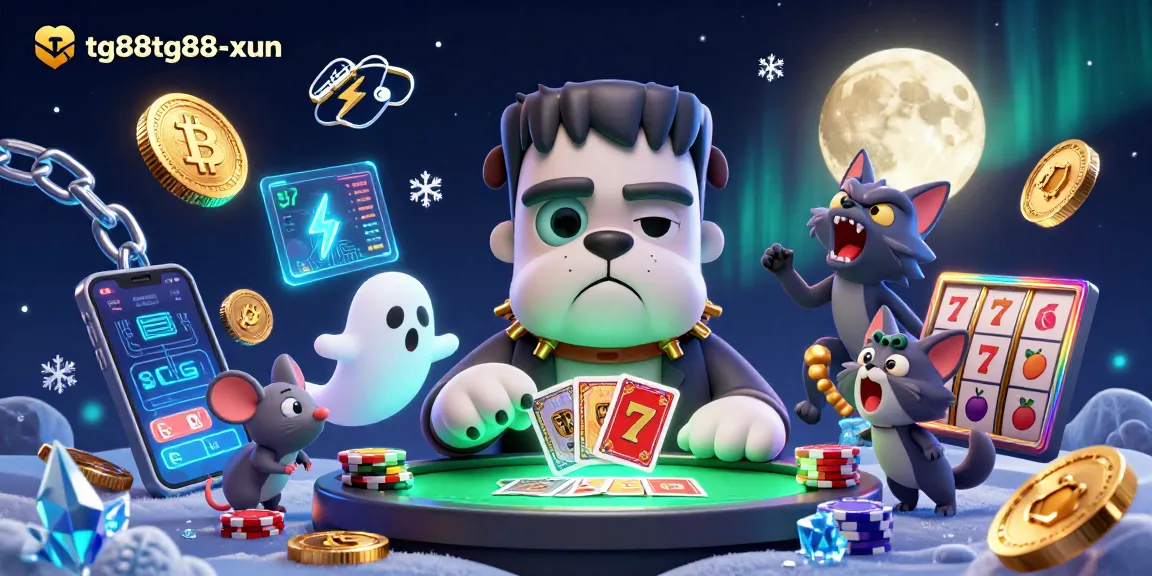 Experience gameplay excitement with tg88tg88-xun at a haunted casino table with unique characters.