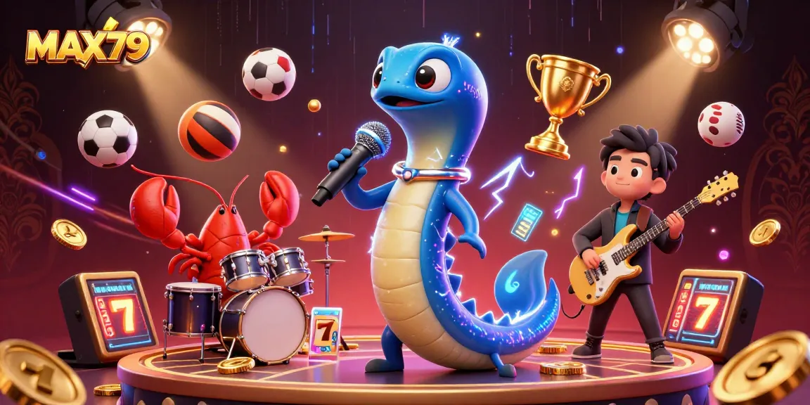 Experience electrifying entertainment at MAX79 with a DJ electric eel, lobster drummer, and seahorse guitarist in an underwater casino.