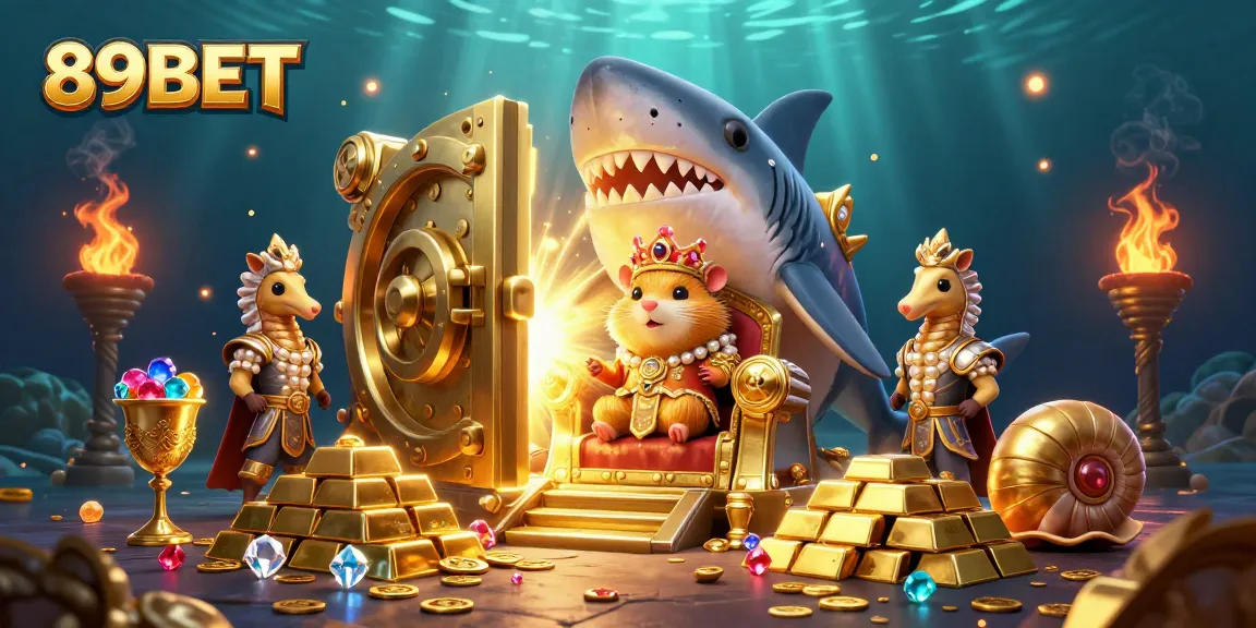 Experience thrilling wins at 89BET as the golden hamster king safeguards treasures and jackpots in a vibrant underwater kingdom.