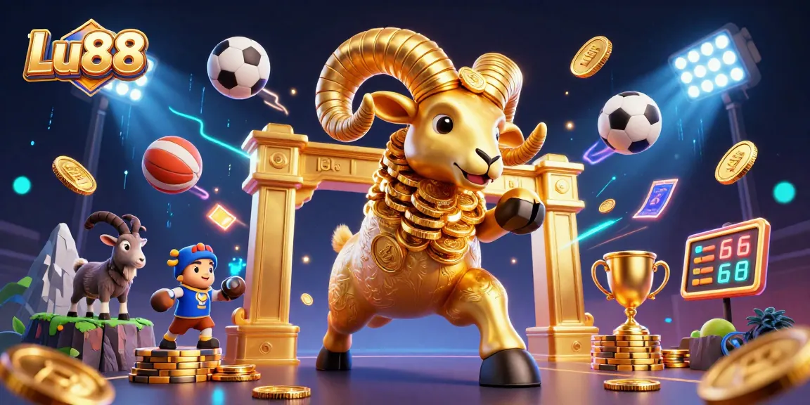Lu88 illuminates players' winning moments with a golden ram charging through a dynamic casino scene.