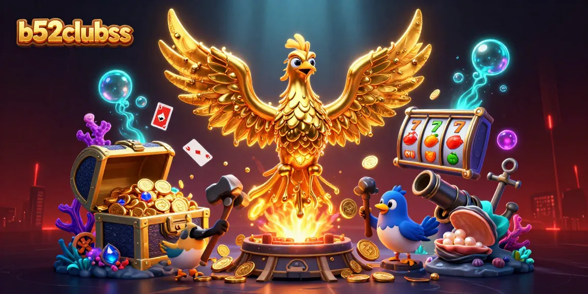 Experience the thrill of winning in b52clubss with a vibrant casino scene filled with gold and gems.