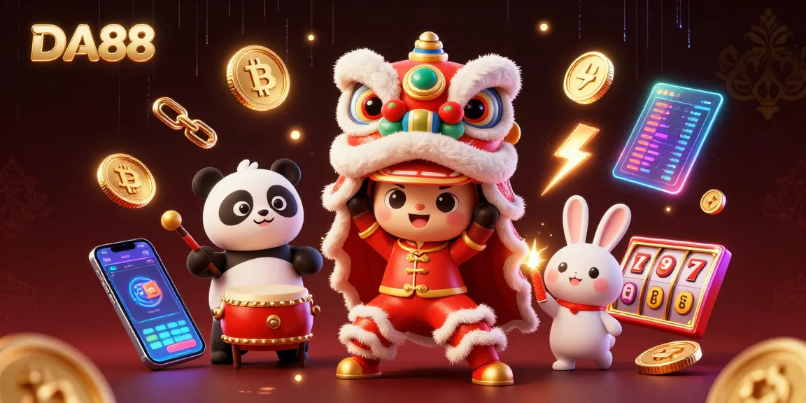 Engage in the excitement of DA88 casino games with colorful characters and dynamic crypto elements.