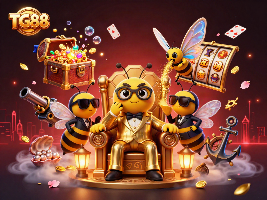 Win big with TG88 in this thrilling casino illustration featuring a buzzing mob boss.