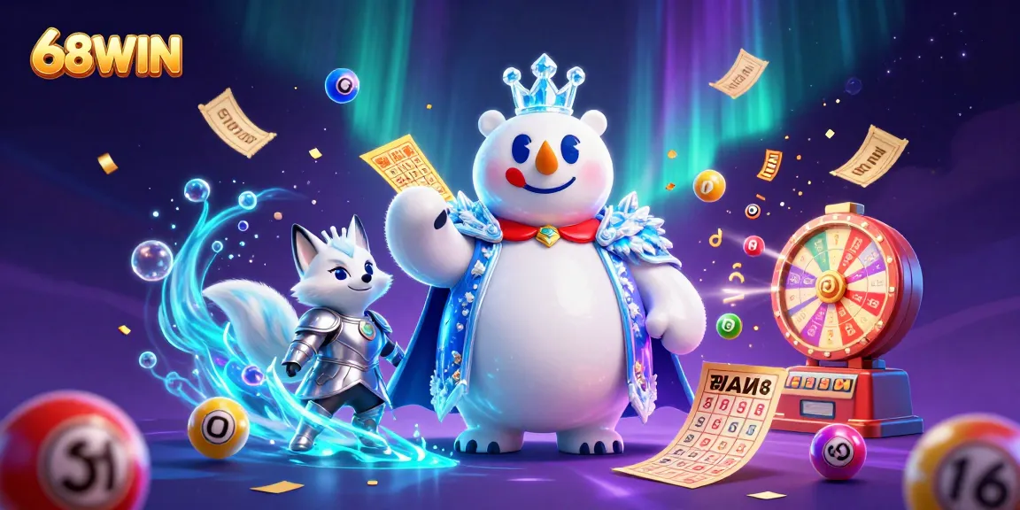 Engage with thrilling 68WIN adventures, featuring a polar bear king and snow fox amid dynamic lottery surprises.