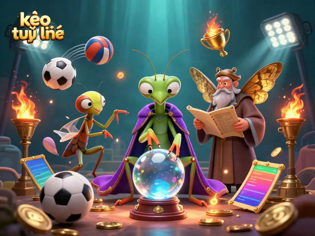 Engage with kèo trực tuyến through our sports betting illustrated scene featuring characters and dynamic elements.