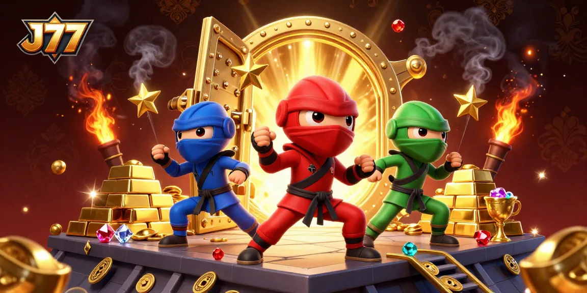 Engage with the J77 casino experience as colorful chameleon ninjas unveil treasures and excitement.