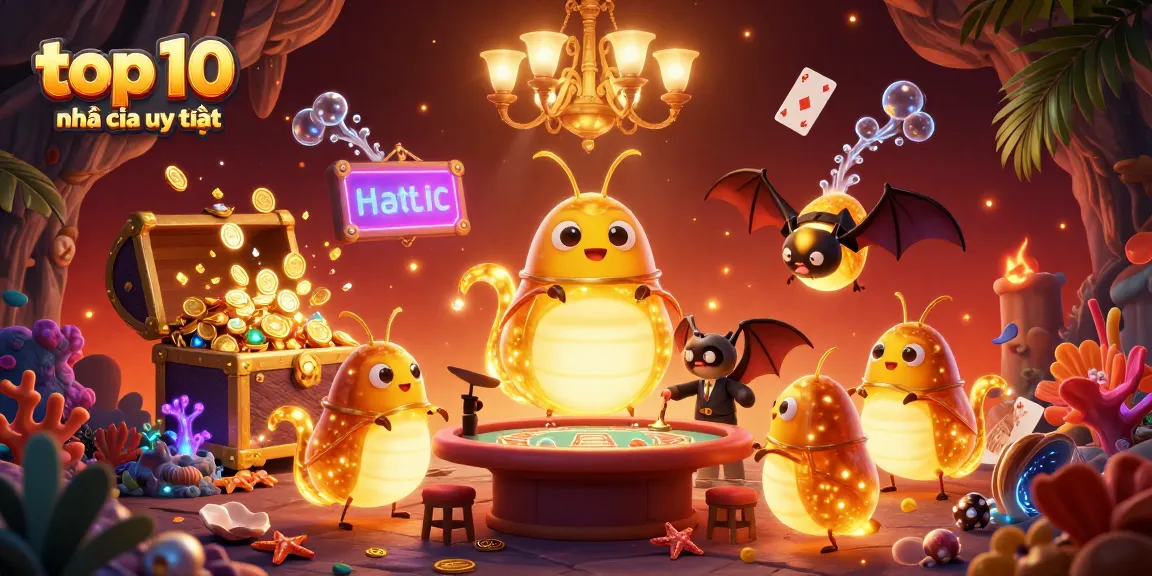Engaging scene depicting top 10 nhà cái uy tín with glowing worms lighting a vibrant cave casino.