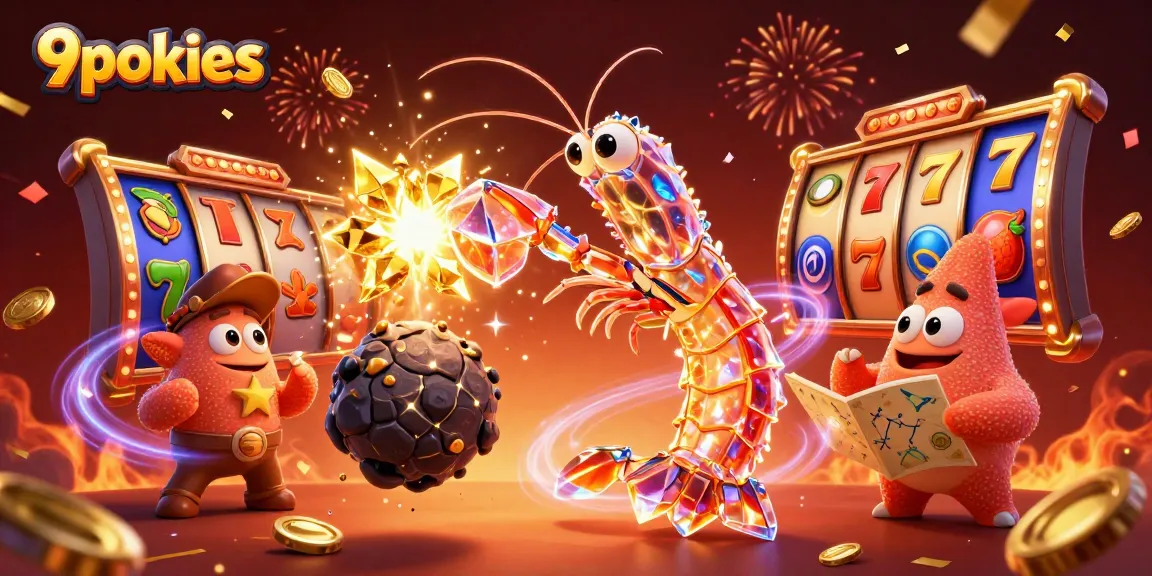 Experience thrilling wins with 9pokies in this vibrant casino-themed 3D illustration.