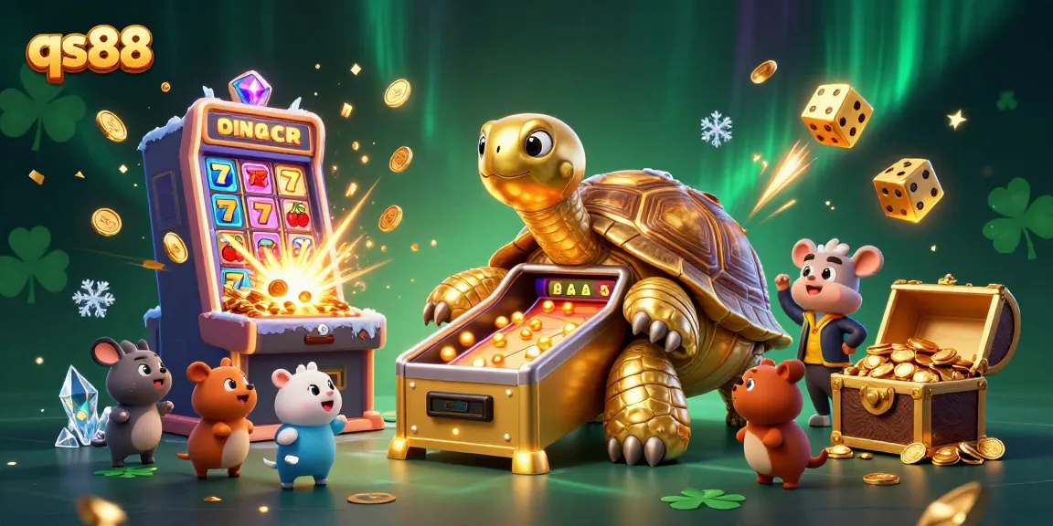 Engage in exciting slot action with qs88's vibrant 3D cartoon casino scene full of dynamic game features.