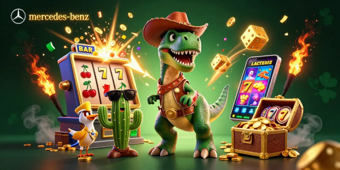 Experience a vibrant casino scene showcasing mercedes-benz-inspired characters and gaming elements.