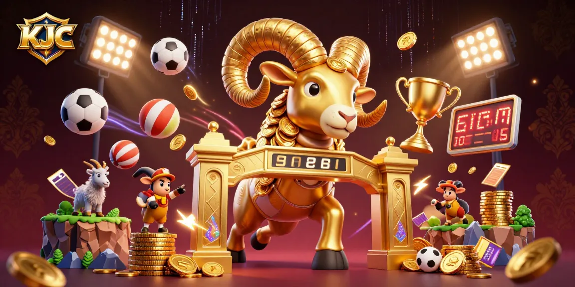 KJC brings excitement to gamblers as a golden ram charges through a dazzling sports betting scene.