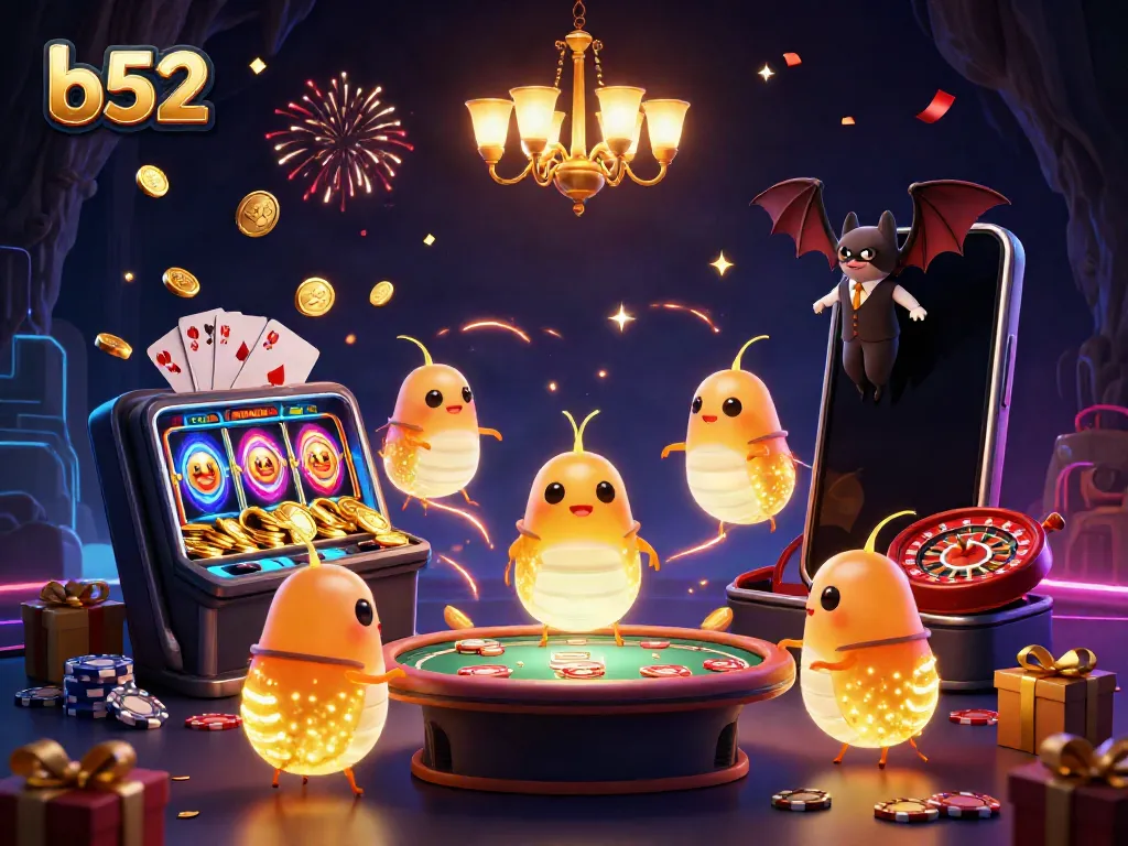 Experience the thrilling world of b52 gaming with vibrant glowworms lighting up an exciting casino scene.