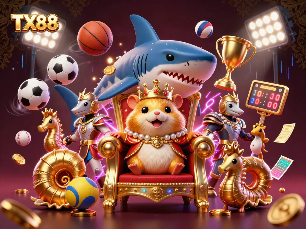 TX88 offers a dynamic casino experience featuring a golden hamster king and engaging sports elements.