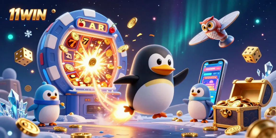 Experience winning excitement at 11WIN with vibrant casino-themed 3D illustration.