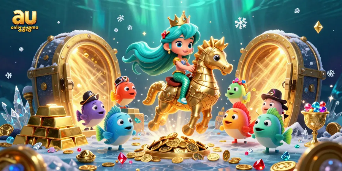 Experience thrilling adventures at au online casino with a mermaid princess, seahorse, and treasure