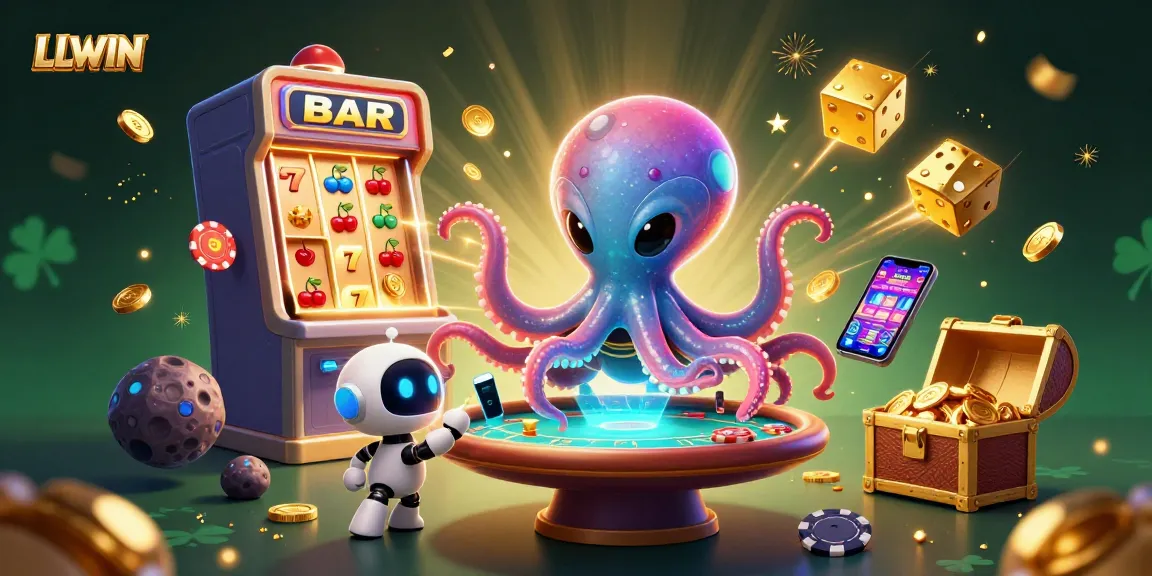Experience thrilling gameplay at LLWIN with a playful alien octopus and exciting casino elements.