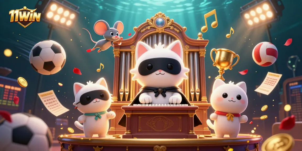 Experience the thrill of 11WIN with this vibrant 3D casino illustration showcasing exciting games.