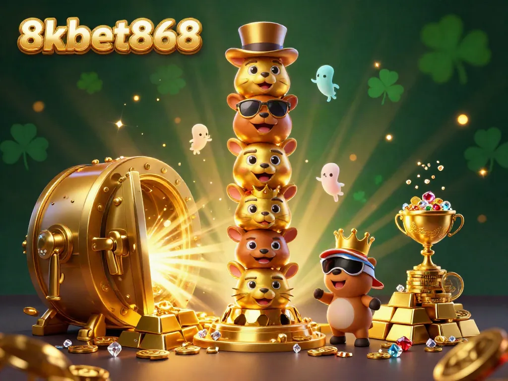 Experience the thrill of winning at 8xbet868 with this vibrant 3D casino illustration featuring a golden totem and dynamic gaming elements.