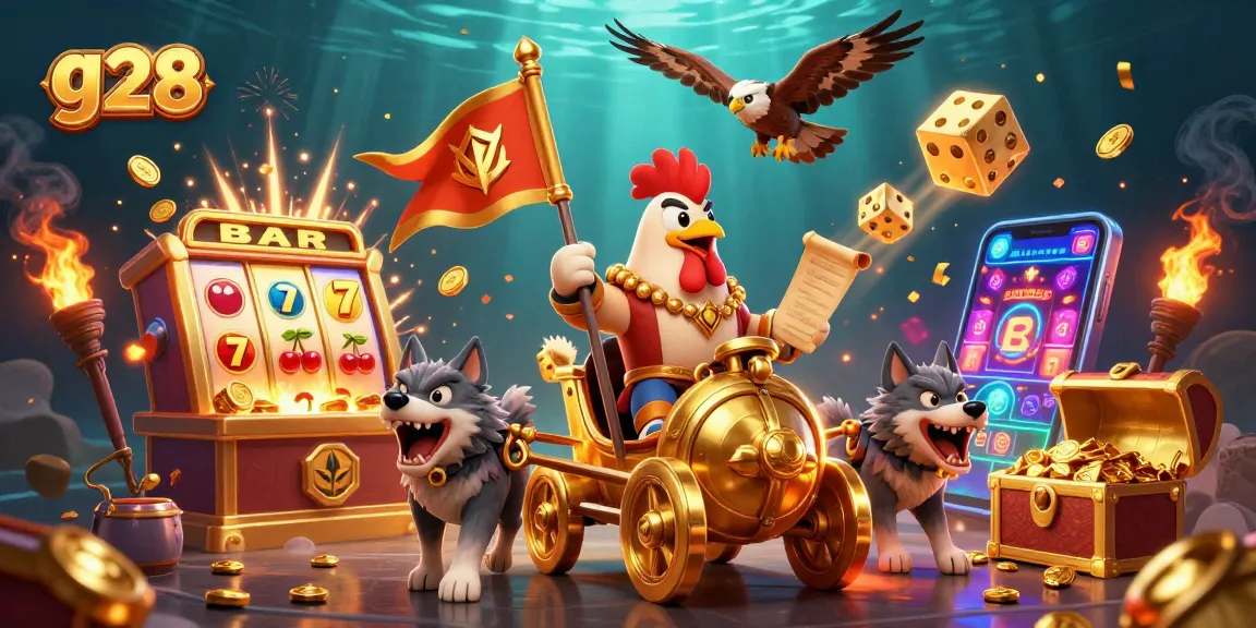 Experience g28 honed excitement with a golden war chariot and jackpot thrills in an engaging casino scene.