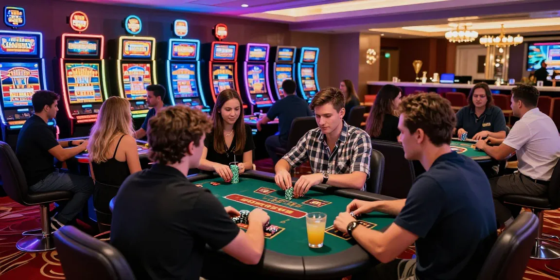 Players enjoying the best casinos not on GamStop, experiencing vibrant gaming features and a lively casino atmosphere.