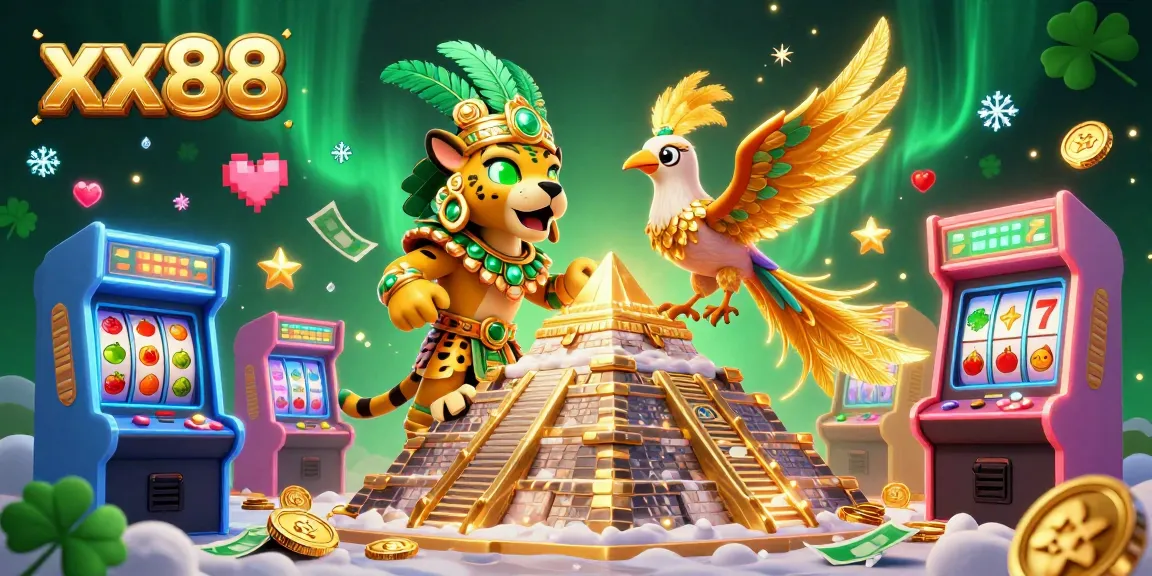 Experience the excitement of xx88 with a Mayan jaguar priest and arcade games in vibrant 3D.