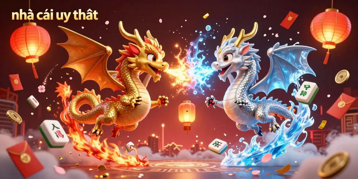 Experience the best house of trust in gambling, highlighted by fire and ice dragons amidst vibrant casino elements.