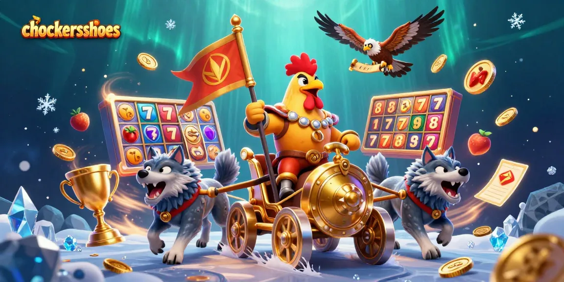 Chockersshoes showcases a vibrant 3D casino scene filled with dynamic slots and jackpot elements.