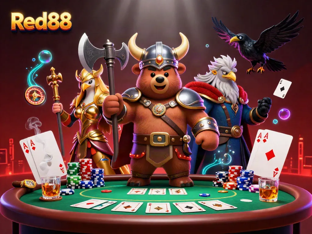 Engage in thrilling live casino action with Red88, featuring vibrant characters and rich gameplay elements.
