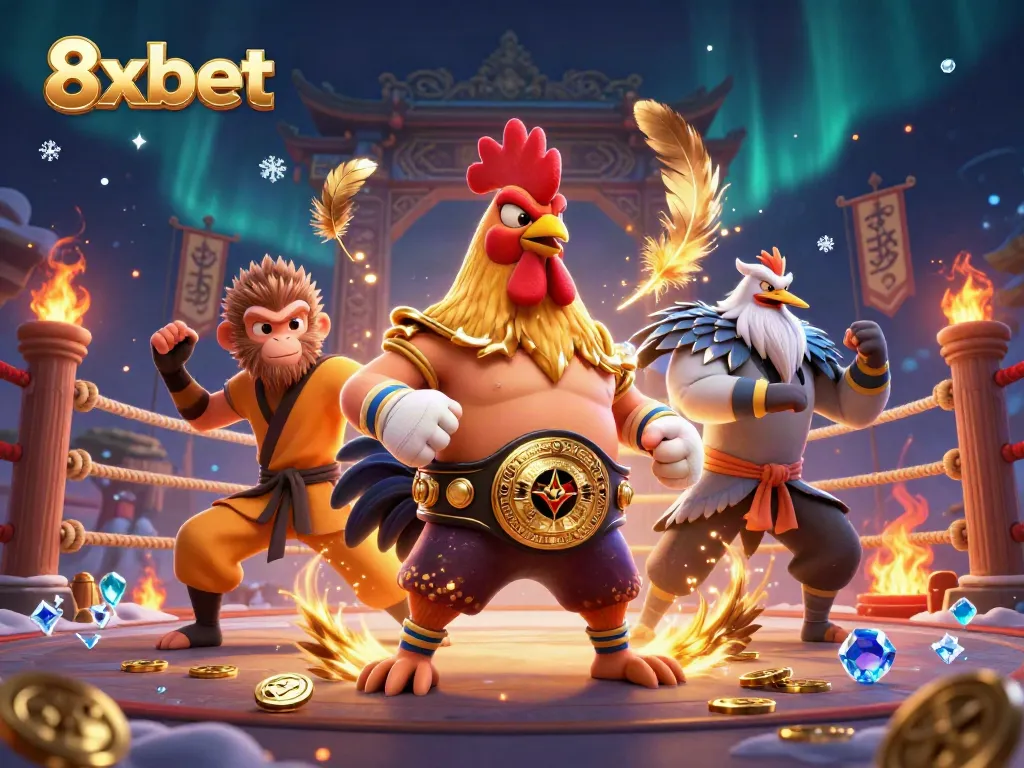Experience the dynamism of 8xbet, featuring adventurous characters in an exciting casino-themed setting.