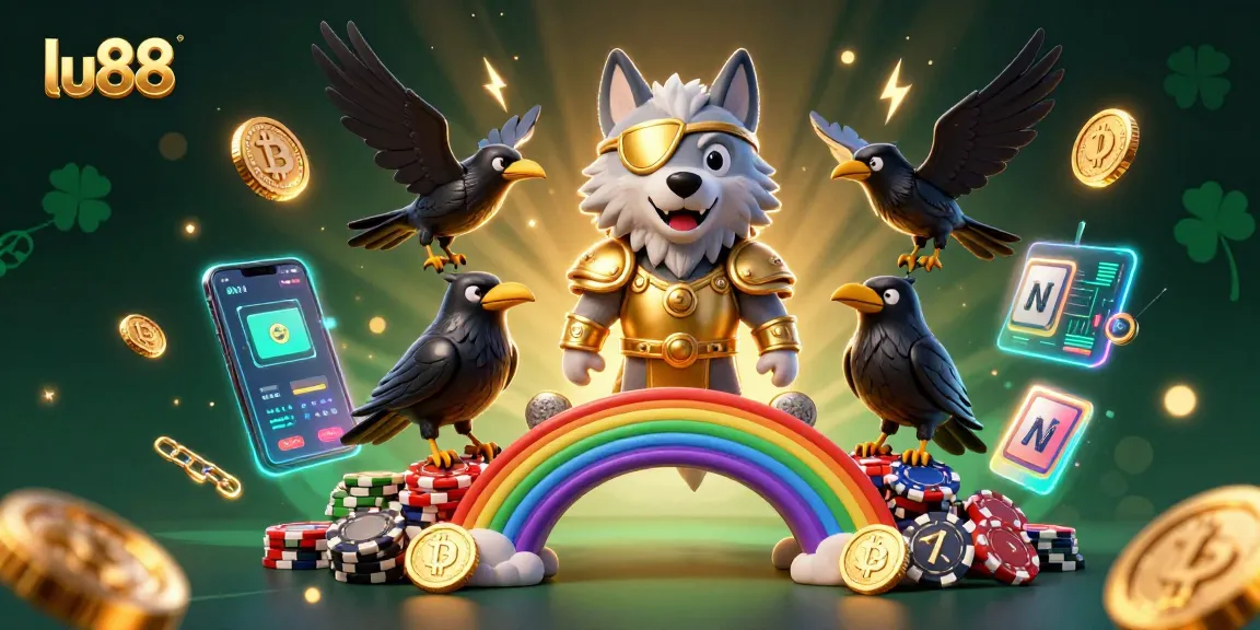 Experience the thrilling world of lu88 with a vibrant 3D illustration featuring Odin, crypto coins, and glowing casino elements.