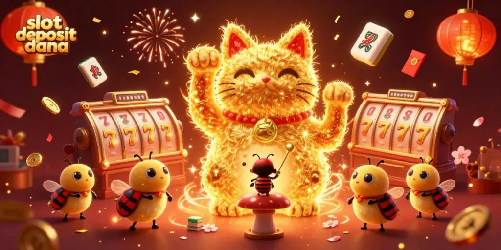 Experience the excitement of slot deposit dana through a dynamic scene with vibrant casino elements.