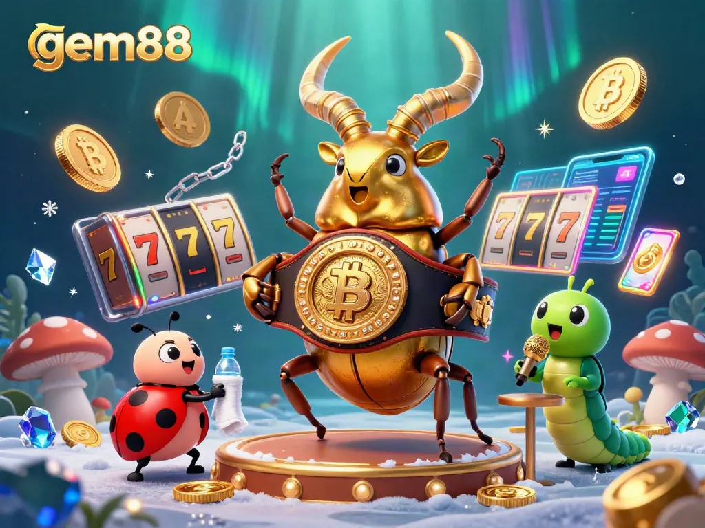 Join the excitement at gem88 with thrilling slot games amidst vibrant casino characters.