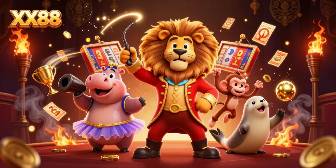 Experience the thrills of XX88's online gaming with engaging characters and vibrant casino elements.
