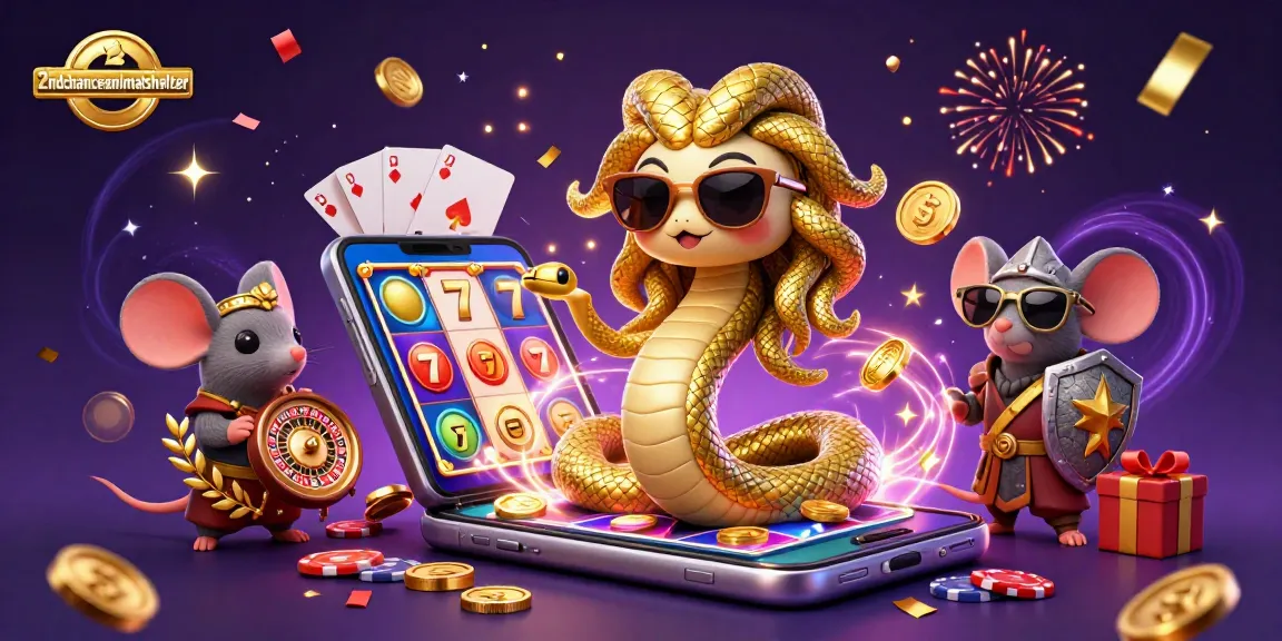 Spin to win with enhanced 2ndchanceanimalshelter gambling illustration featuring a vibrant slot game scene.