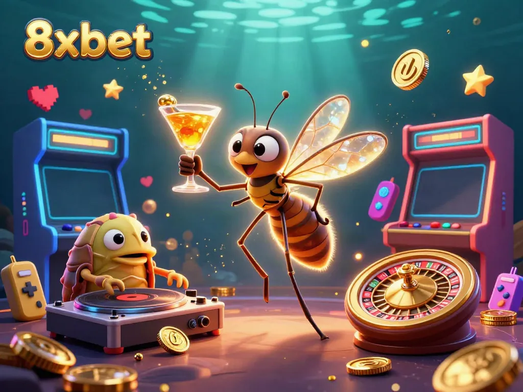 Experience thrilling 8xbet gaming with vibrant casino characters and interactive elements.