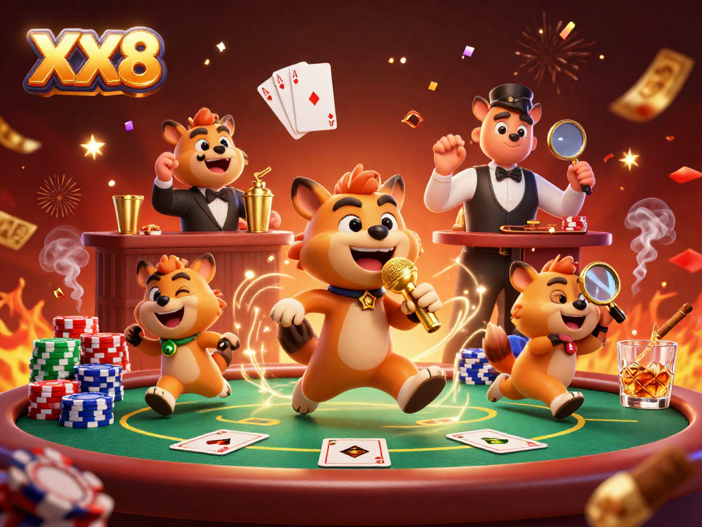 Experience the dynamic energy of XX8 with hyenas running a comedy casino club.