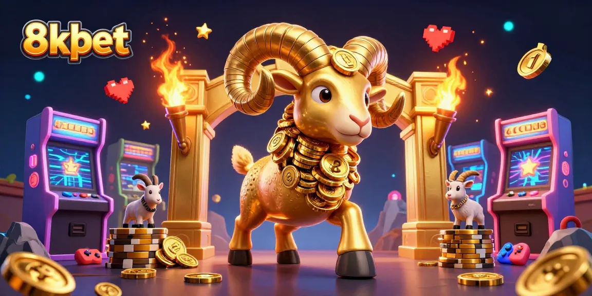 Experience exhilarating gameplay at 8xbet with dynamic 3D illustrations featuring a golden ram charging through a vibrant casino.