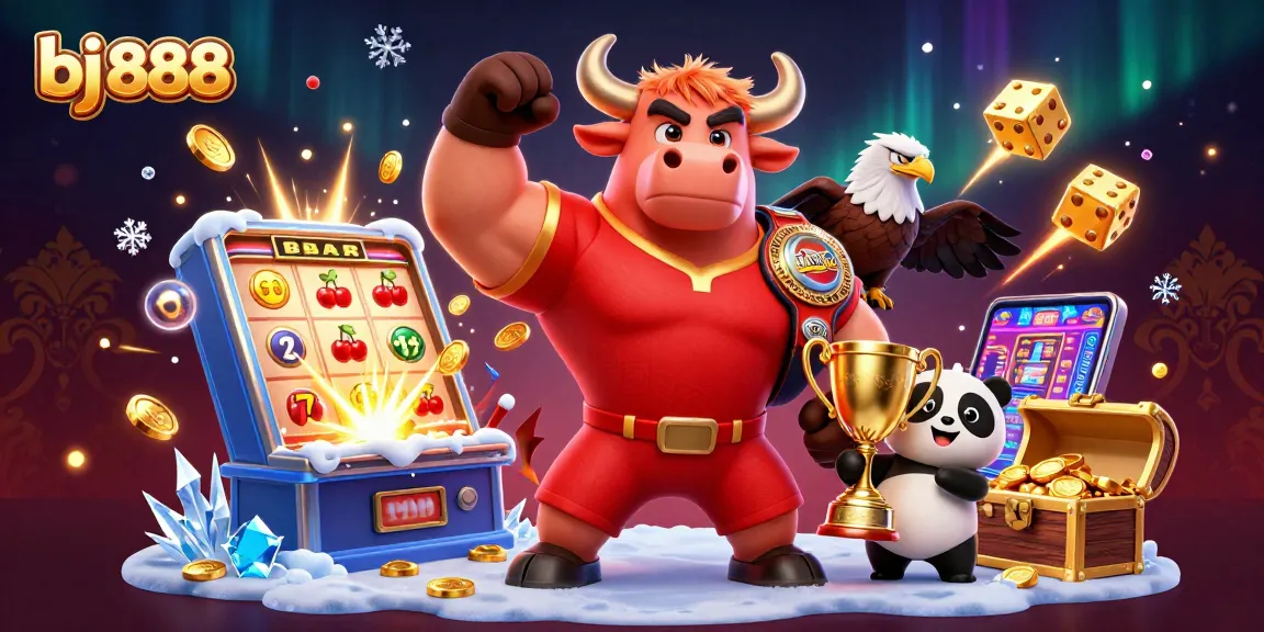 Win big at bj 888 with an exciting 3D casino scene featuring dynamic characters and slot machines.